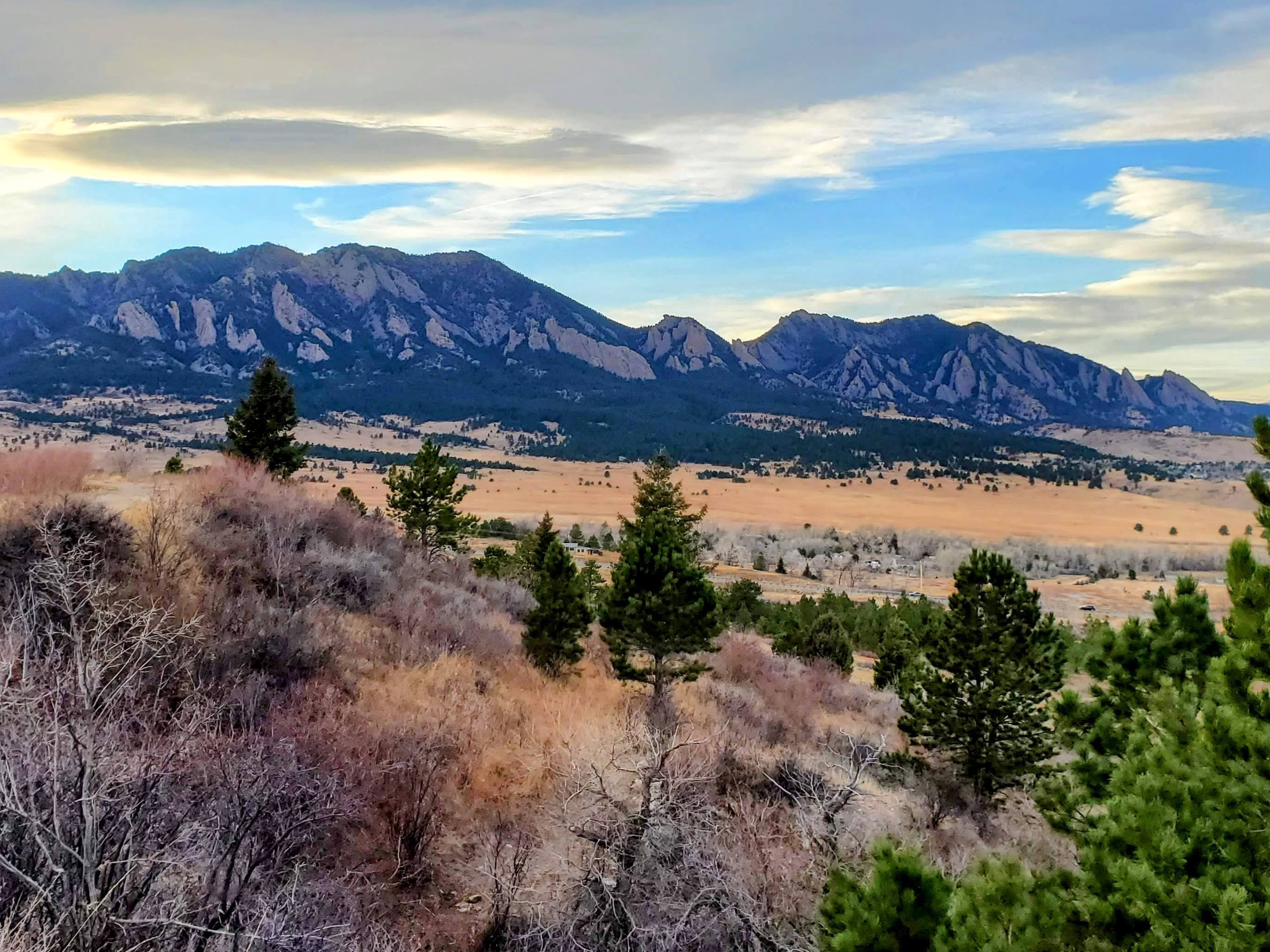 Boulder's iconic [Flatirons](https://maps.app.goo.gl/D1t9ks65cVdTtFaK9) as seen from [Marshal Mesa](https://maps.app.goo.gl/sBehAh4cUrU9q3zW6)